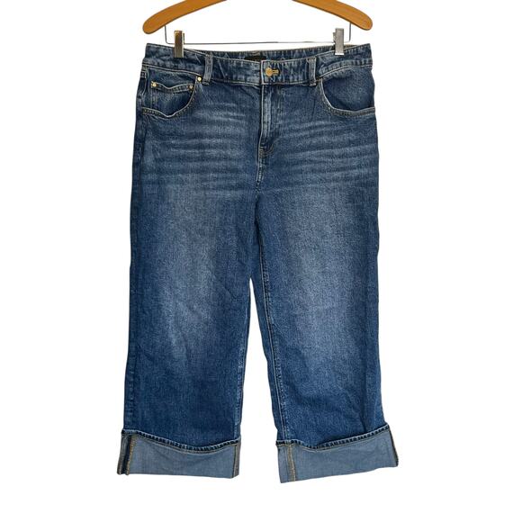 Talbots Straight Ankle Cuff Jeans Viola Wash Blue Denim High Rise Size 12 Petite - Picture 1 of 7